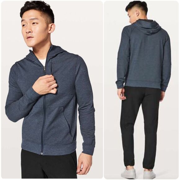 Lululemon Men's City Sweat Zip Hoodie Heathered True Navy - Picture 1 of 12